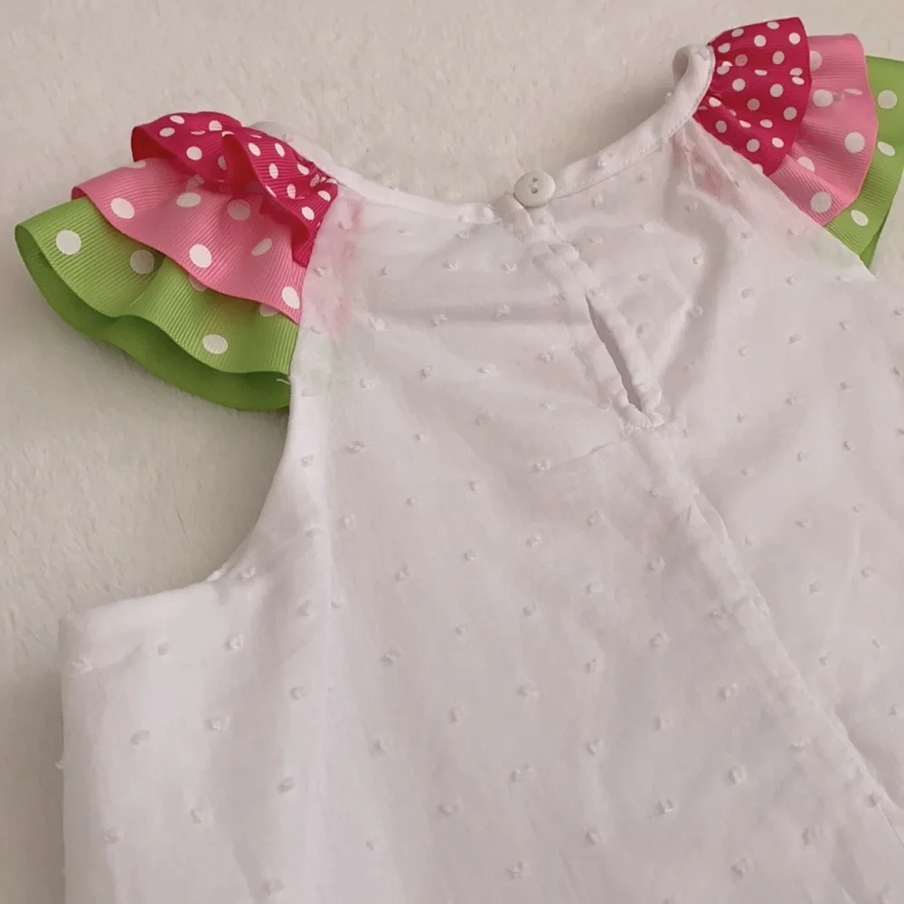 Rare Editions | Cupcake Swiss Dot Birthday Scallop Hem Dress E326267 White (5) - Picture 11 of 16